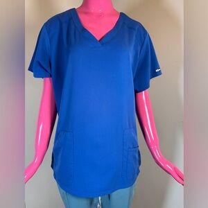 Grey’s Anatomy Impact Scrub Top XL Blue Stretch Barco V-Neck